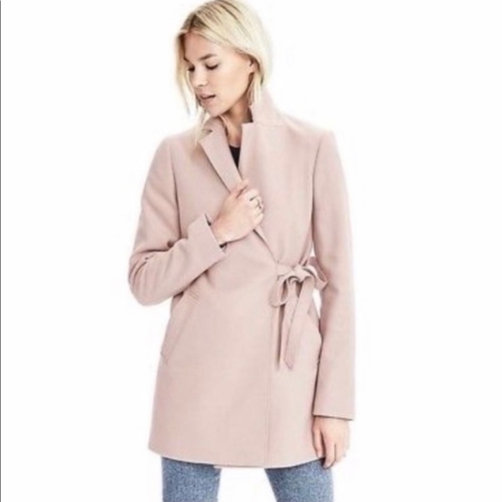 Banana Republic Melton Wool Wrap Coat Blush Pink